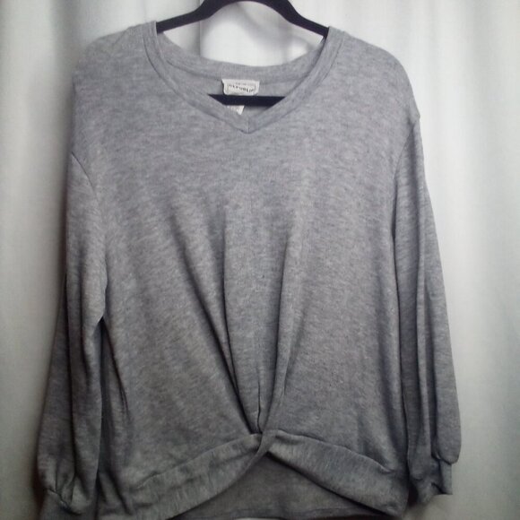 For The Republic Shirt M Women Long Sleeve Cross Front Gray - Picture 1 of 14